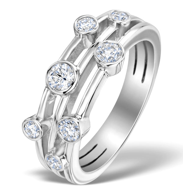 Rain Drops Diamond 0.50ct And 18K White Gold Rubover Ring